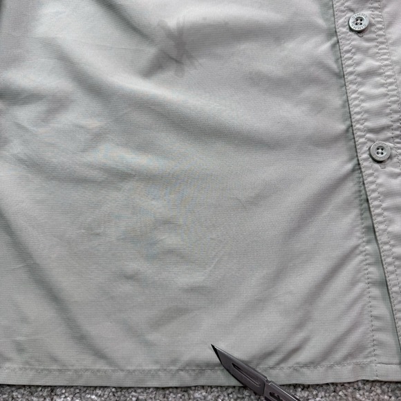 Simms Button Up Shirt Men XL Beige Long‎ Sleeve Fishing Gore Creek Fly Fisherman - Picture 15 of 16